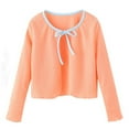 thumbnail image 1 of NAISIBABY Girls Knitted Cardigan, Lightweight Long Sleeve Bow Tie Cotton Shawl Tops Orange 6-8T, 1 of 1