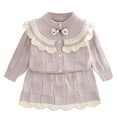 thumbnail image 1 of NAISIBABY Girls Knitted Sweater Set(1-8T), Long Sleeve Cardigan Tops and Ruffles Skirt Fall Winter Cute Dress Outfit Purple 7T, 1 of 2