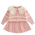 thumbnail image 1 of NAISIBABY Girls Knitted Sweater Set 2-Piece, Long Sleeve Floral Buttons Cardigan Tops and Skirt Fall Winter Fashion Outfit Clothes Pink 5T, 1 of 2