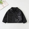 thumbnail image 1 of NAISIBABY Girls Leather Jacket, Button-Up Fashion Lapel Long Sleeve Spring Fall Motorcycle Coat Black 4T, 1 of 8