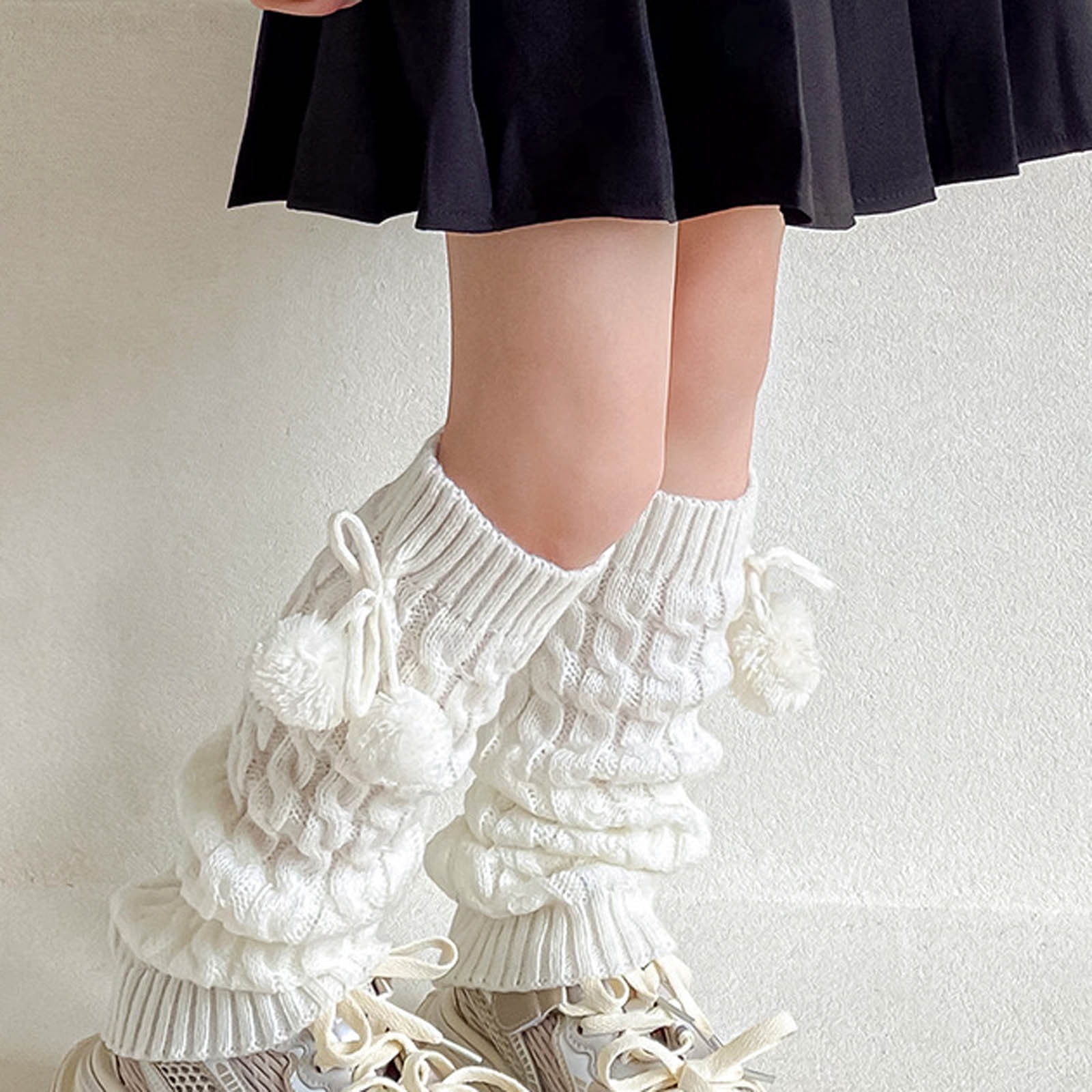 NAISIBABY Girls Leg Warmers, Cable Knitted Knee High Loose Stretch