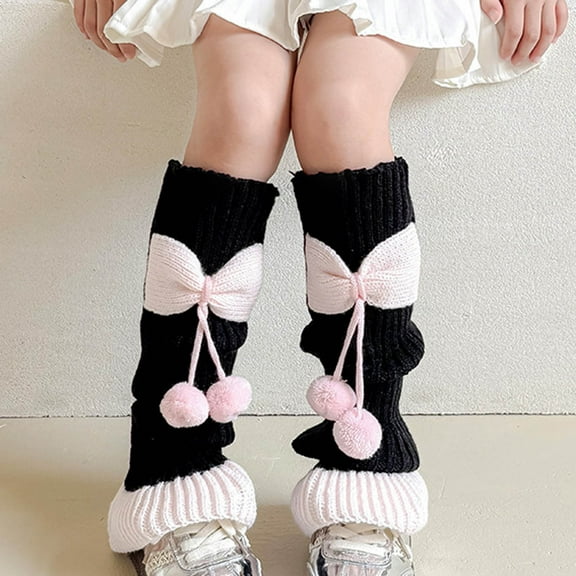 NAISIBABY Girls Leg Warmers Socks, Cute Plush Knee High Knitted Thicken Loose Stretch Socks Leggings Dark Gray 3-15T