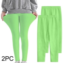 NAISIBABY Girls Leggings 2-Pack, Strech High Elastic Waist Solid Color Casual Soft Cotton Tight Pants Mint Green 3-4T