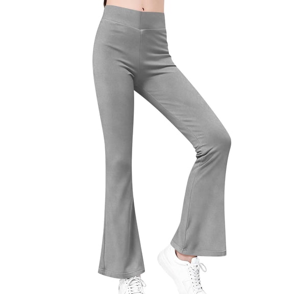 NAISIBABY Girls Leggings Pants, High Rise Flare Leg Stretchy Kids Yoga Active Pants Gray Size 14T