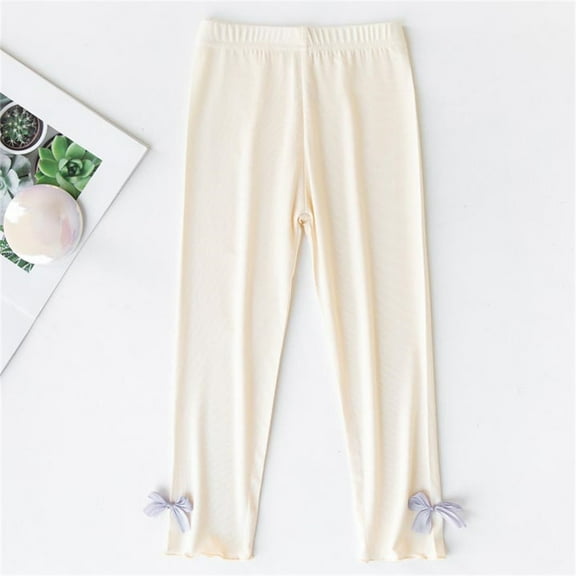 NAISIBABY Girls Leggings, Ruffles Leg Elastic Waist Stretchy Cotton Soft Tight Pants Beige 9T