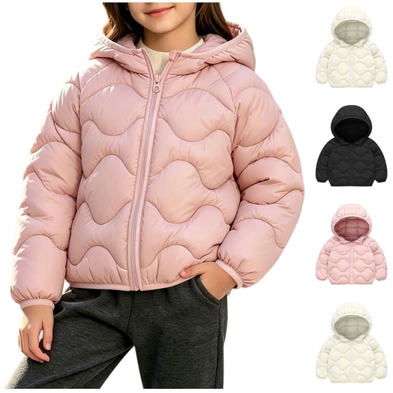 NAISIBABY Girls Lightweight Puffer Jacket,Warm WindproofLoose Zip-Up Cotton Coat Outerwear Winter Portable Black Size 5T