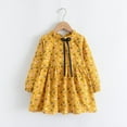 thumbnail image 1 of NAISIBABY Girls Long Sleeve Dress, Crew Neck Lace Up Floral Pleated Casual Ruffle Dress Yellow 3-4T, 1 of 8