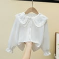 thumbnail image 1 of NAISIBABY Girls Long Sleeve Shirt, Cotton Buttons Mesh Sequin Ruffles Collar Elegant Formal Tops White 3T, 1 of 3