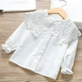 thumbnail image 1 of NAISIBABY Girls Long Sleeve Shirt, Ruffles Lace Collar Cotton Breathable Buttons Causal Formal Tops White 3T, 1 of 3
