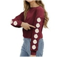thumbnail image 1 of NAISIBABY Girls Long Sleeve Shirts, Casual Floral Prints Crew Neck Pullover Sweatshirt Wine 8-9T, 1 of 5