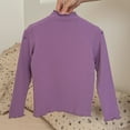 thumbnail image 1 of NAISIBABY Girls Long Sleeve Shirts, Pleated High Neck Soft Fitted Solid Color Casual Pullover Tops Purple 18-24Months, 1 of 3