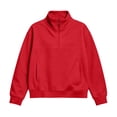 thumbnail image 1 of NAISIBABY Girls' Long Sleeve Sweatshirt, Half-Zip Funnel Neck Loose Pullover Top with Pockets Fall Winter Size 13, 1 of 6