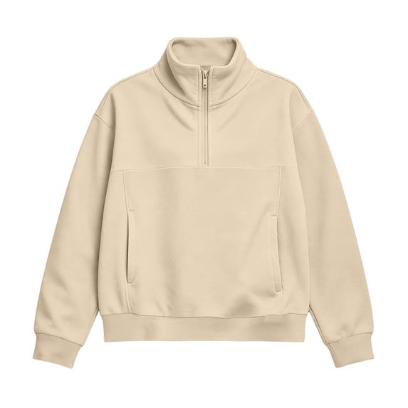 NAISIBABY Girls' Long Sleeve Sweatshirt, Half-Zip Funnel Neck Loose Pullover Top with Pockets Fall Winter Size 13