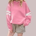 thumbnail image 1 of NAISIBABY Girls Long Sleeve Sweatshirt, Striped Soft Loose Fleece-lined Kids Casual Pullover Hoodie Tops Pink 9T, 1 of 3