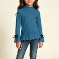 thumbnail image 1 of NAISIBABY Girls Long-Sleeve T-Shirts, Elastic Waist Mock Neck Comfy Pullover School & Daily Tees Blue Size 3 T, 1 of 6