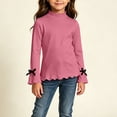 thumbnail image 1 of NAISIBABY Girls Long-Sleeve T-Shirts, Elastic Waist Mock Neck Comfy Pullover School & Daily Tees Pink Size 2 T, 1 of 6