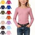 thumbnail image 1 of NAISIBABY Girls Long Sleeve T-Shirts, Ribbed Crew Neck School Uniform Basic Tee Light Blue Size 12, 1 of 5