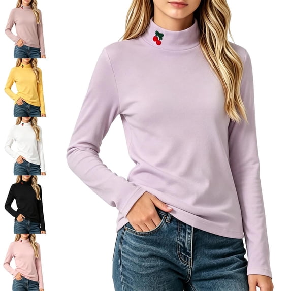 NAISIBABY Girls Long Sleeve T-shirts, Turtleneck Soft Stretchy Slim Basic Shirts Top Autumn Winter Hot Pink Size 5T