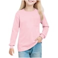 thumbnail image 1 of NAISIBABY Girls Long Sleeve Tops (5-14T), Crew Neck Soft Comfy Pullover Casual Fashion Spring Fall T Shirt Pink 12T, 1 of 7