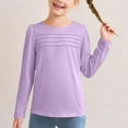 thumbnail image 1 of NAISIBABY Girls Long Sleeve Tops, Comfy Soft Crew Neck Pleated Front Elegant Casual Blouses Purple 7-8T, 1 of 9