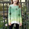 thumbnail image 1 of NAISIBABY Girls Long Sleeve Tops, Lace Irregular Hem Fashion Graphic Crewneck Kids Fall Clothes Tops Green 14T, 1 of 6
