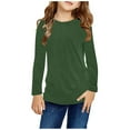 thumbnail image 1 of NAISIBABY Girls Long Sleeve Tops, Pullover Solid Color Casual Kids Basic Blouse Army Green 3T, 1 of 7