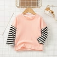thumbnail image 1 of NAISIBABY Girls Long Sleeve Tops, Striped Splicing Long Sleeve Cotton Pullover Spring Casual Tops Pink 2-3T, 1 of 3
