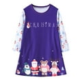 thumbnail image 1 of NAISIBABY Girls Long Sleeved Dresses, Cotton Casual Crewneck Cute Prints Fall Winter Christmas Dress Purple 6-7T, 1 of 3