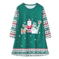 thumbnail image 1 of NAISIBABY Girls Long Sleeved Dresses, Crewneck Christmas Prints Cotton Casual Playwear Basic Shirt Dresse Green 8-9T, 1 of 3