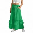 thumbnail image 1 of NAISIBABY Girls Maxi Skirt with Pockets, Casual Summer Tiered Flared High Waist Kids Party Dance Skirt Green 12T, 1 of 7