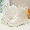 thumbnail image 1 of NAISIBABY Girls Mid Calf Boots, Non-Slip Waterproof Back Zipper Lace Bowknot Winter Fashion Riding Shoes White 13(Little Kids), 1 of 9