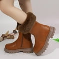 thumbnail image 1 of NAISIBABY Girls Mid-Cut Boots, Comfort Heels Side Zipper PU Leather Winter Fashion Fluffy Boots Coffee, 1 of 6