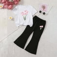 thumbnail image 1 of NAISIBABY Girls Outfit 2-Piece, Flower Short Sleeve T-Shirt and Flare Pants Little Kids Fashion Set White 6T, 1 of 6