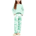 thumbnail image 1 of NAISIBABY Girls Outfit Set, Long Sleeve T Shirt and Tie-Dye Pants Soft Comfort Home Clothes 2-Piece Mint Green 14T, 1 of 7