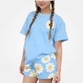 thumbnail image 1 of NAISIBABY Girls Outfit Sets 2-Piece, Graphic Short Sleeve T-Shirt and Shorts Summer Clothes Blue Size 13, 1 of 6