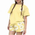 thumbnail image 1 of NAISIBABY Girls Outfit Sets 2-Piece, Graphic Short Sleeve T-Shirt and Shorts Summer Clothes Yellow Size 5T, 1 of 6
