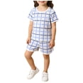 thumbnail image 1 of NAISIBABY Girls Outfit Sets 2-Piece, Summer Casual Short Sleeve T-Shirt and Shorts Comfy Soft Kids Clothes Sets Blue 4T, 1 of 8
