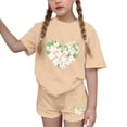 thumbnail image 1 of NAISIBABY Girls Outfit Sets 2-Piece, Summer St Patrick's Day Prints T-Shirt and Shorts Casual Fashion Sports Clothes Beige 6T, 1 of 6
