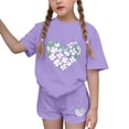 thumbnail image 1 of NAISIBABY Girls Outfit Sets 2-Piece, Summer St Patrick's Day Prints T-Shirt and Shorts Casual Fashion Sports Clothes Purple 10T, 1 of 6