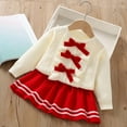 thumbnail image 1 of NAISIBABY Girls Outfit Sets, Cute Bowkmot Sweater and Striped Skirt Fall Winter Warm Knit Outfit 2-Piece Red 4T, 1 of 3