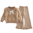 thumbnail image 1 of NAISIBABY Girls Outfit Sets, Fluffy Pullover Sweater and Flare Pants Winter Fashion Knitted 2-Piece Khaki 3T, 1 of 2