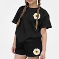 thumbnail image 1 of NAISIBABY Girls Outfit Sets,Graphic Tees and Shorts Summer Fashion Casual 2-Piece Clothes Black Size 7, 1 of 6