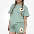 thumbnail image 1 of NAISIBABY Girls Outfit Sets,Graphic Tees and Shorts Summer Fashion Casual 2-Piece Clothes Green Size 7, 1 of 6
