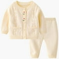 thumbnail image 1 of NAISIBABY Girls Outfit Sets, Long Sleeved Top Long Pants Casual Cute Warm Kids Knitted Sets Beige 2-5Months, 1 of 3