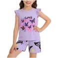 thumbnail image 1 of NAISIBABY Girls Outfit Sets, Prints Ruffles Sleeveless T-Shirt & Elastic Waist Shorts 2-Piece Kids Cute Fashion Clothes Purple 2T, 1 of 6