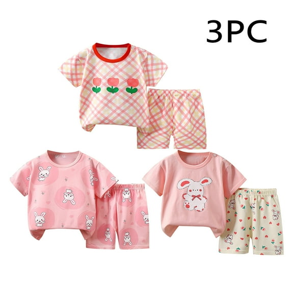 NAISIBABY Girls Outfits 3 Pack, Graphic T-Shirt Casual Shorts Summer Cotton Sets 2-3T