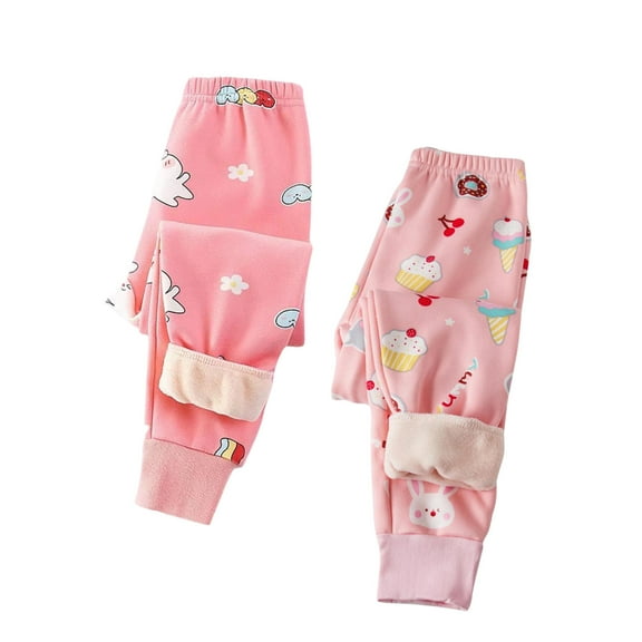 NAISIBABY Girls Pajama Pants 2-Pack Size 8, Elastic Waist Graphic Plush Winter Warm Lounge Sleepwear Bottoms Pink(2-13T)