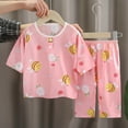 thumbnail image 1 of NAISIBABY Girls Pajamas Set, Short Sleeve Tops Elastic Waist Pants Prints Casual Home Clothes Pink 3T, 1 of 3