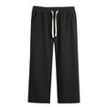 thumbnail image 1 of NAISIBABY Girls Pants with Pockets, Loose Soft Wide Leg Drawstring Kids Casual Sweatpants Black 5T, 1 of 2