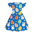 thumbnail image 1 of NAISIBABY Girls Play Dresses, Summer Casual Ruffles Sleeve Crewneck Kids Flare Flowy Dresses Dark Blue Size 6, 1 of 7